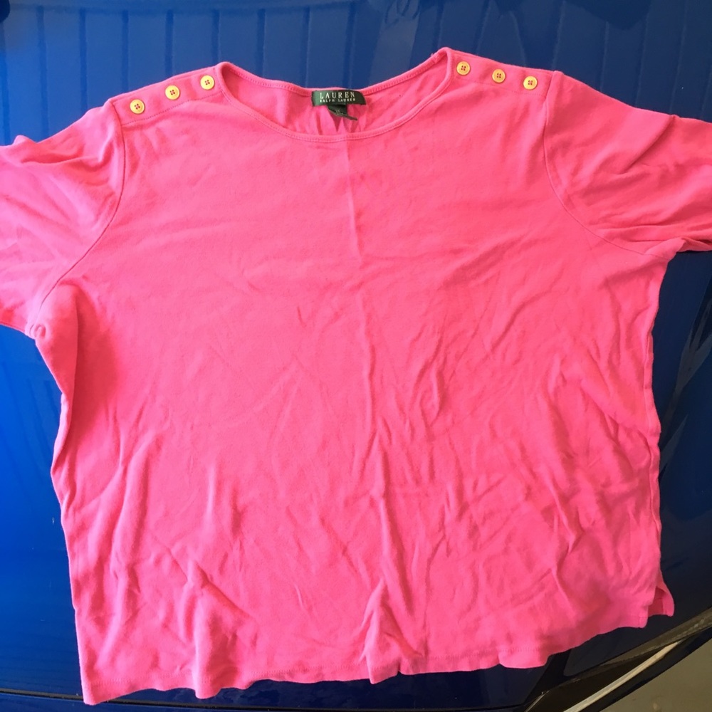 Ralph Lauren size 2x top pink w/ button shoulders